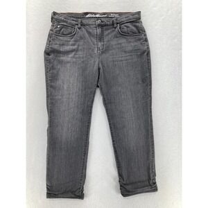 Eddie Bauer Flannel Blanket Lined Jean Women's 14P Boyfriend Straight Gray Denim